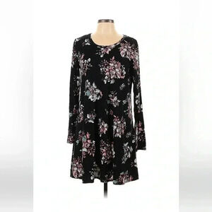Veronica M super soft black floral long sleeve swing dress medium